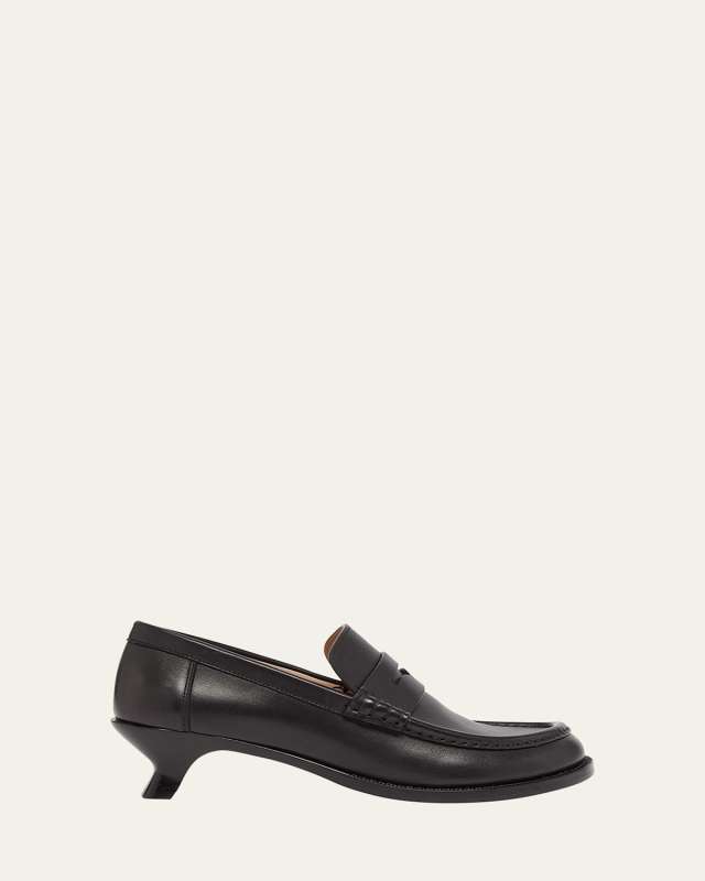 Campo Leather Kitten Penny Loafers